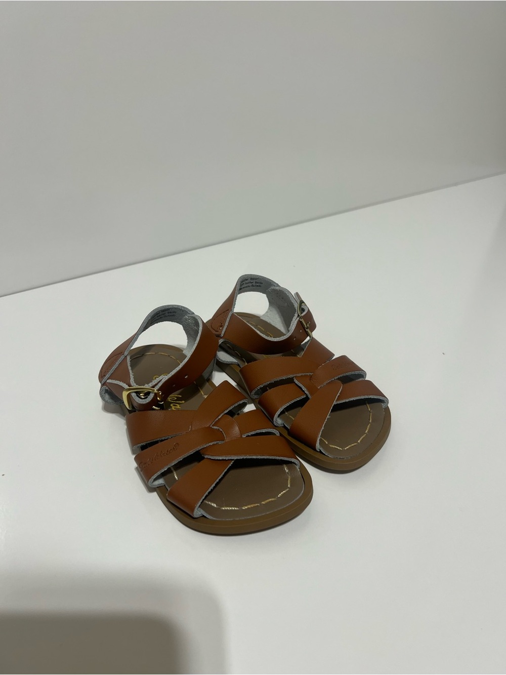 Saltwater Kids Brown Leather Strap Sandals - Classic Summer Footwear 7 toddler